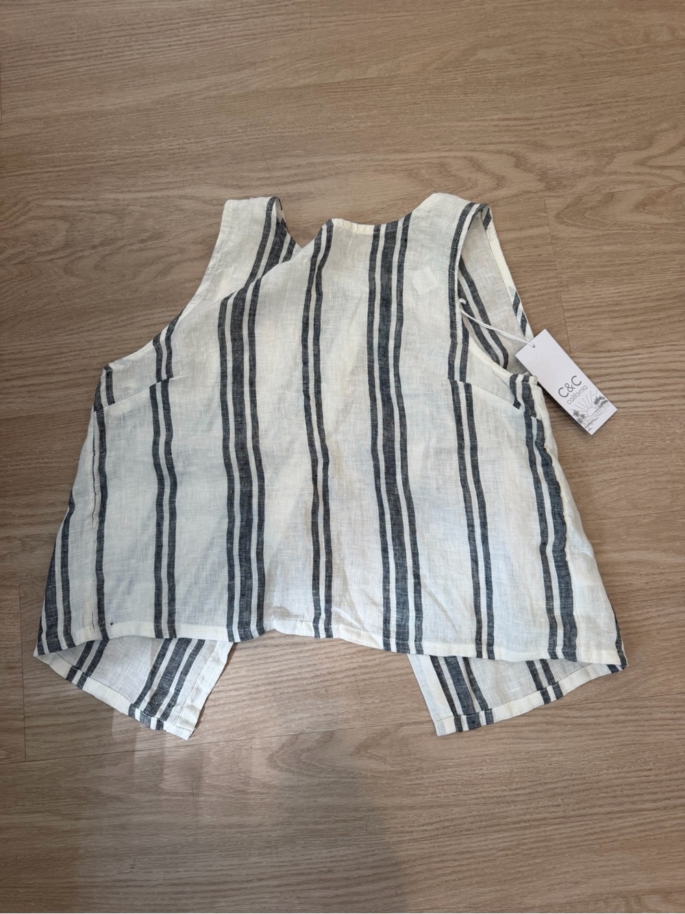 C&C California White Top with Black Vertical Stripes
